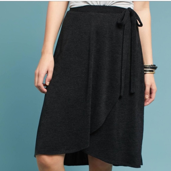 Anthropologie Didi Wrap Skirt NWT Black New Midi - Picture 4 of 8